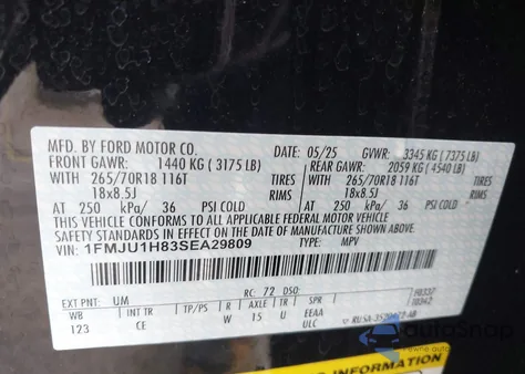 2025 Ford Expedition Active z USA, uszkodzony, nr VIN 1FMJU1H83SEA29809